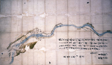 貞享3年（1686）の川幅改定絵図の一部（当館寄託）