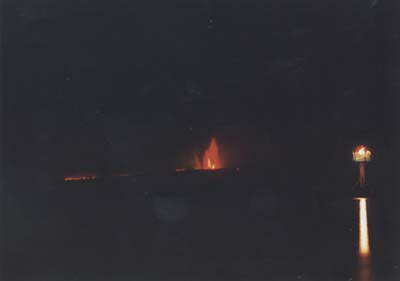 平塚海岸から見た大島大噴火