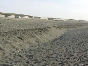 砂浜にできた段差