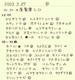 フィールドノートの例