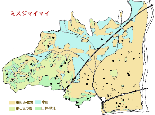 ミスジマイマイの分布図