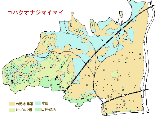 コハクオナジマイマイの分布図