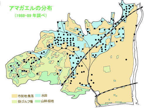 アマガエルの分布図