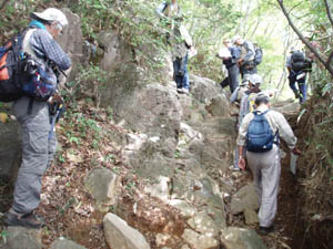 輝石安山岩の溶岩流