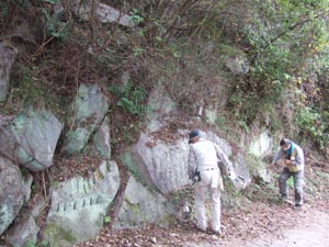 外輪山溶岩の露頭