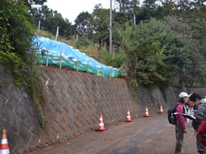 地すべりによると思われる崩落地形（2014年10月6日の台風18号による？）（上粕屋神成松）
