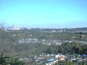 十王岩から横浜方面の地形を眺望する（天園ハイキングコース）