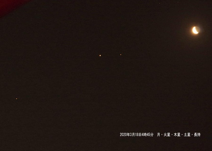 火星・木星・土星2020.03.18平塚市長持（撮影　剱持瑞穂）