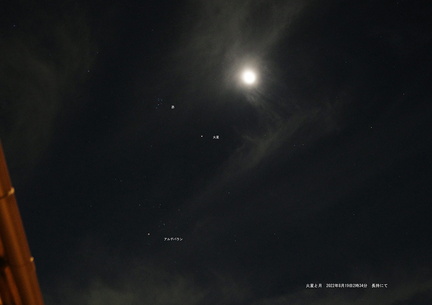 月と火星2022.08.19 2時34分 長持（撮影　剱持瑞穂）