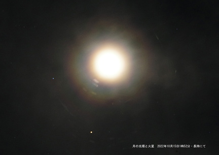 月の光環と火星2022.10.15長持（撮影　劔持瑞穂）