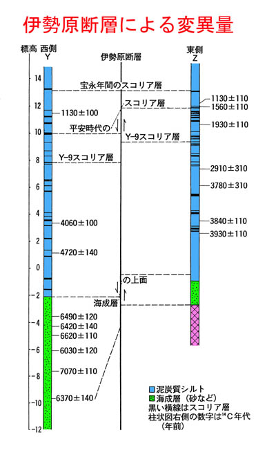 伊勢原断層による変異量