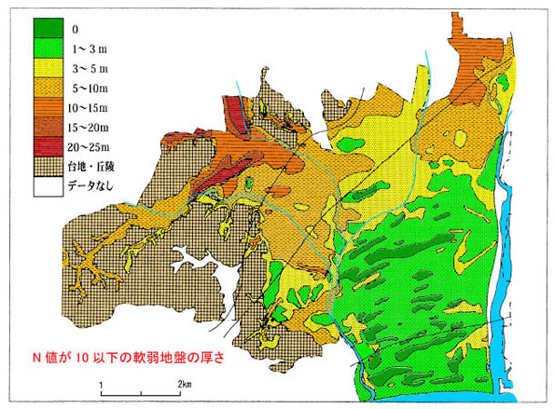 軟弱地盤の厚さ