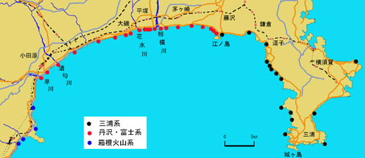 相模湾岸の海浜砂の分類図