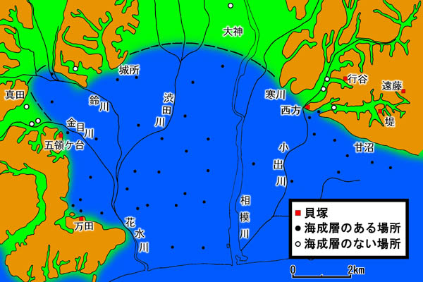 縄文期の古地理図